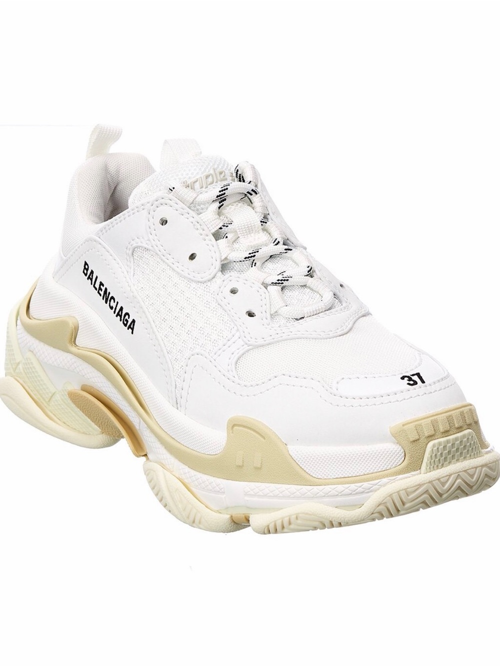 Balenciaga White and Cream Triple S Chunky Sneaker